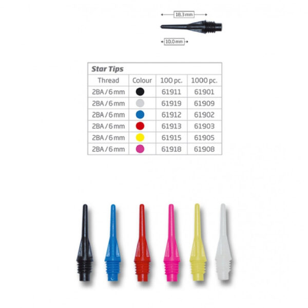 BULL'S DARTS HEGY STAR TIPS RÖVID SÁRGA 100DB 2B/A STANDARD MENETES