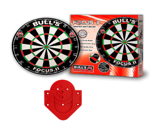 Bull's Focus II hivatalos verseny darts tábla + Bull's Profix System spec. fali tartó konzol