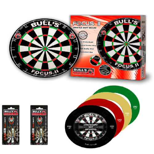 Bull's Focus II. verseny darts tábla + Bull's zöld színű EVA 4 részes falvédő