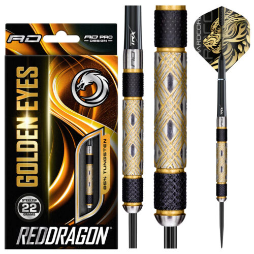 Dart szett Red Dragon steel Golden Eye 22g gravírozással