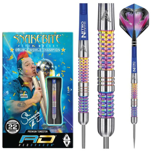 Dart szett Red Dragon steel Peter Wright Snakebite Rainbow Mamba 22g 90% gravírozással