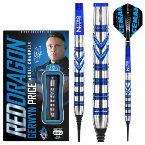 DART SZETT RED DRAGON SOFT GERWYN PRICE BLUE ORIGINALS 20g gravírozással