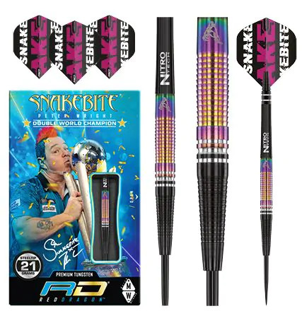 Red Dragon Peter Wright Snakebite World Champion Tapered SE steel darts 21g 90% gravírozással