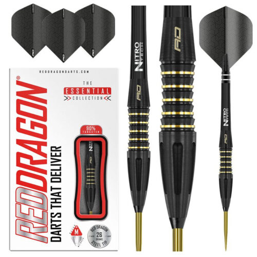 Red Dragon Clarion Black steel darts szett 26g 90% gravírozással