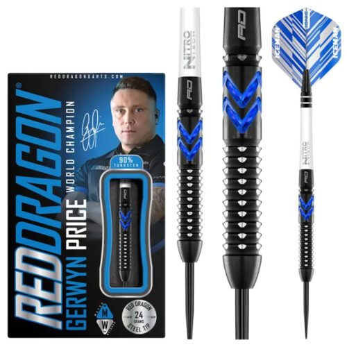 Red Dragon Gerwyn Price Blue Ice SE steel darts 24g 90% gravírozással