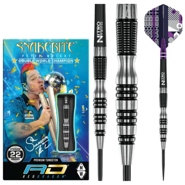 Dart szett Red Dragon steel Peter Wright Snakebite Black Racer