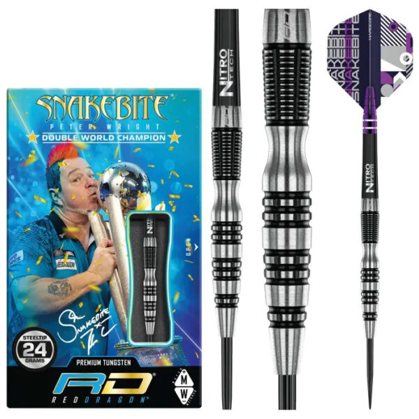 Dart szett Red Dragon steel Peter Wright Snakebite Black Racer