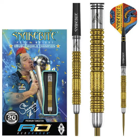DART SZETT RED DRAGON STEEL PETER WRIGHT DOUBLE WORLD CHAMPION GOLD PLUS 20g