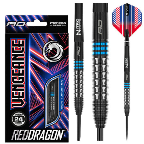DART SZETT STEEL RED DRAGON VENGEANCE BLUE 24G 90% gravírozással