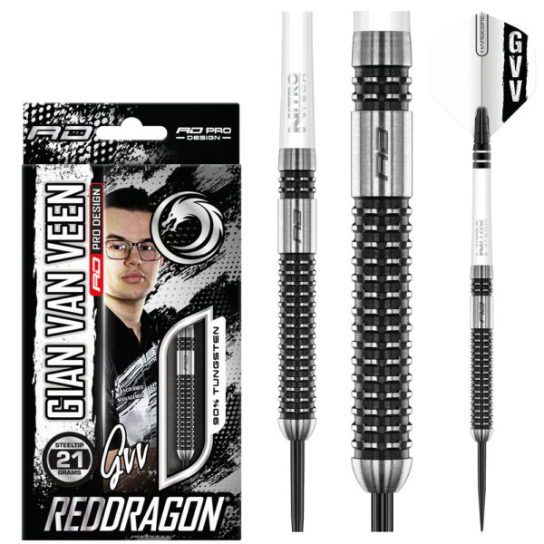 DART SZETT STEEL RED DRAGON GIAN VAN VEEN AXIS SE 23g 90% gravírozással