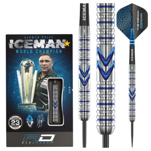 DART SZETT STEEL RED DRAGON GERWYN PRICE ICEMAN MIDNIGHT EDITION 23g 90% gravírozással