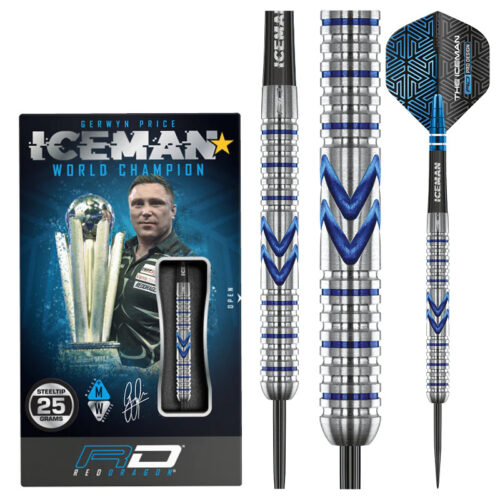 DART SZETT STEEL RED DRAGON GERWYN PRICE ICEMAN MIDNIGHT EDITION 25g 90% gravírozással