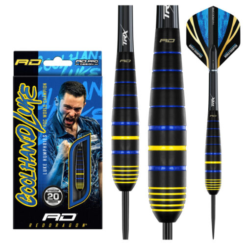 DART SZETT RED DRAGON STEEL LUKE HUMPHRIES WORLD CHAMPION BRASS 22G