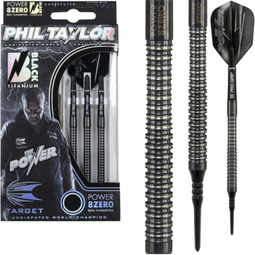 Dart szett TARGET soft 19g POWER 8ZERO BLACK TITANIUM - Phil Taylor gravírozással